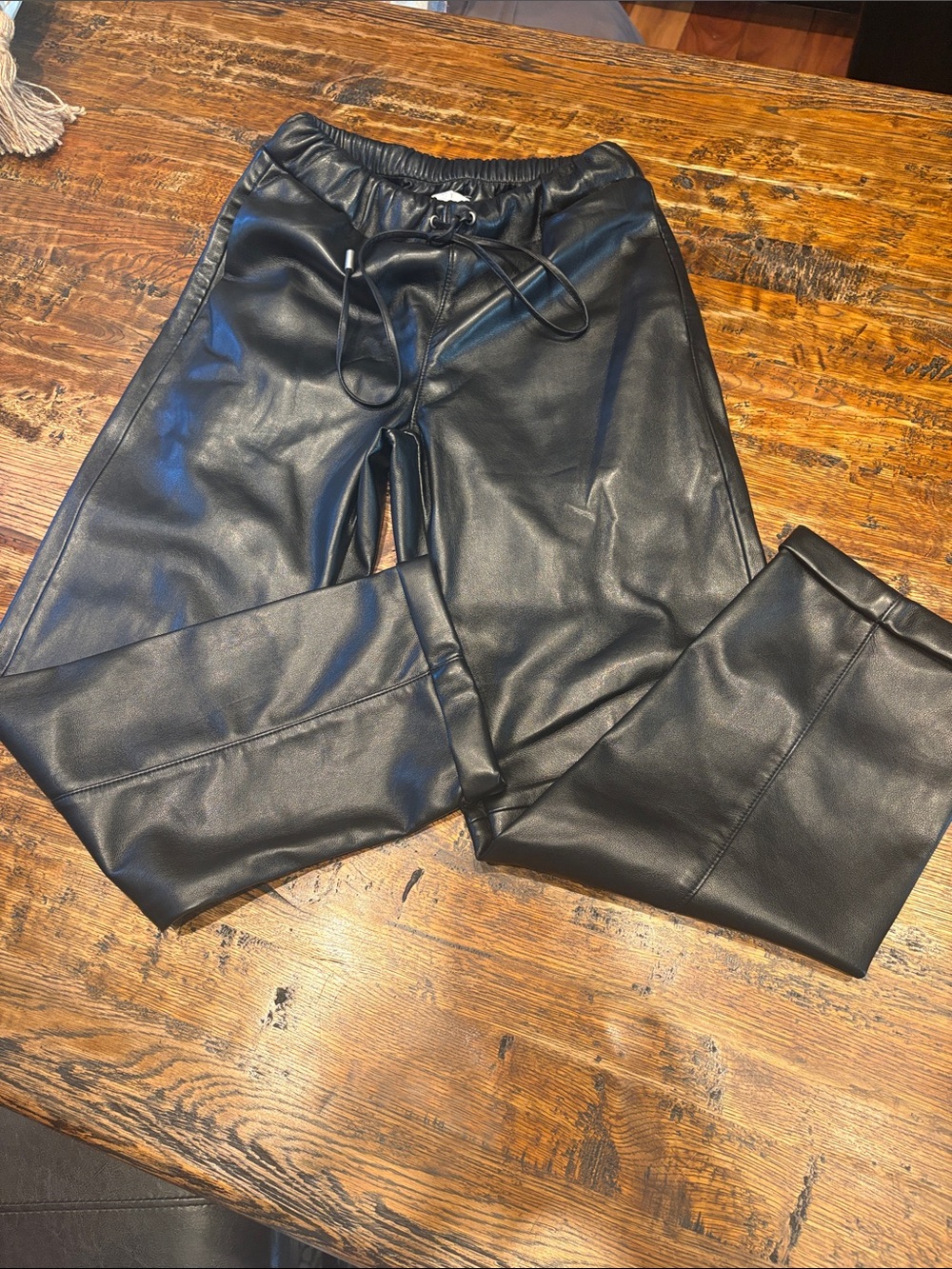 Women’s  Black Faux Leather Jogger Pants